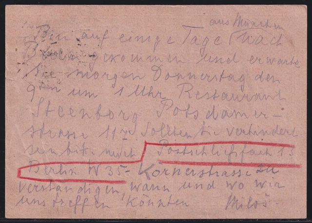 60913) SELTENE GANZSACHE RP 24 bedarfsgebraucht Rohrpost BERLIN 1930 2