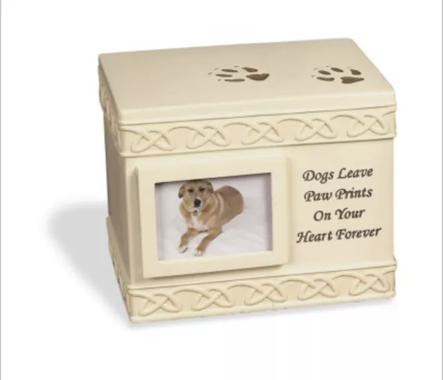 Pet Memorial Urn for Ashes with Photo Frame Dog Memory Box Keepsake