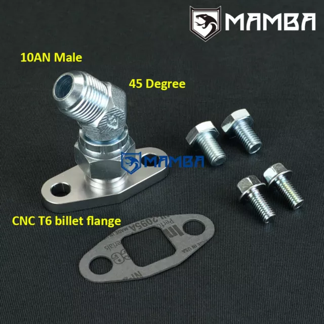 45 Deg 10AN Turbo Oil Return Drain Flange Kit Garrett GT3788R GT4088R GT4094R