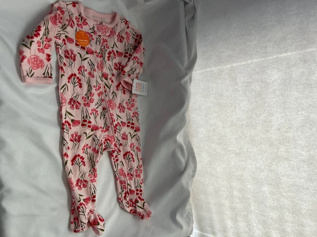 CARTERS Baby Footed One Piece Girls Long Sleeve Pink Floral Just For You 6M NWT