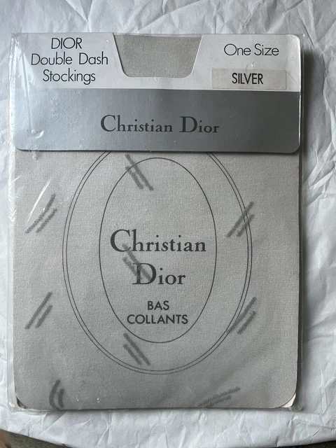 Vintage Christian Dior Double Dash Stockings  8.5-11 Silver