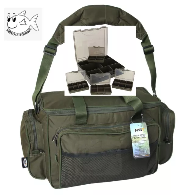 NGT GREEN CARRYALL Carp Fishing Tackle Bag Holdall + Tackle Box +