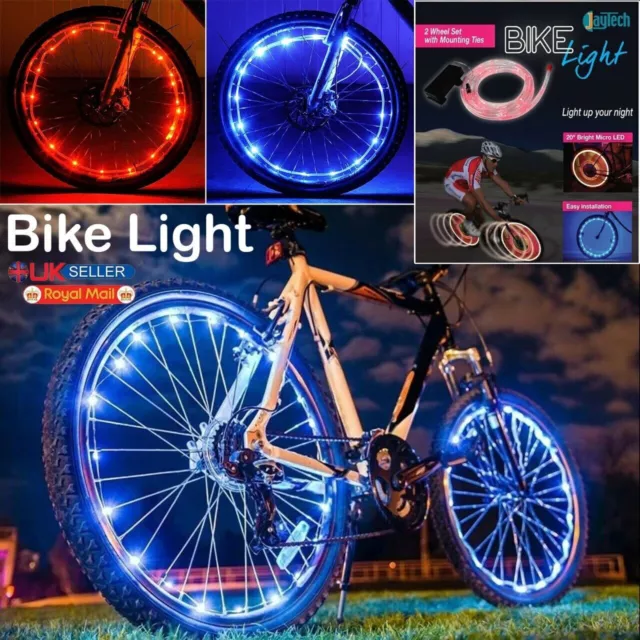 2 X Colour Bike Lights Bicycle Cycling Wheel Spoke Wire Tyre Bright LED Flashing