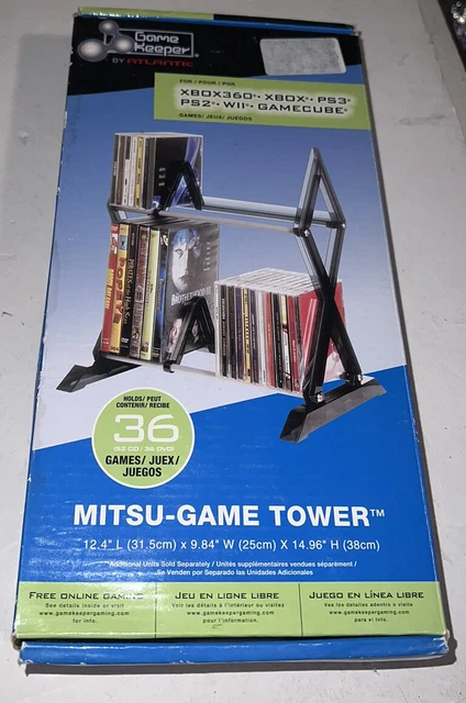 Estante de medios Atlantic Mitsu de 2 niveles - 52 CD o 36 DVD/BluRay/Juegos en humo claro