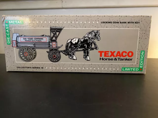 Ertl Texaco Horse And Tanker Limited Edition Locking Die Cast Coin Bank With Key