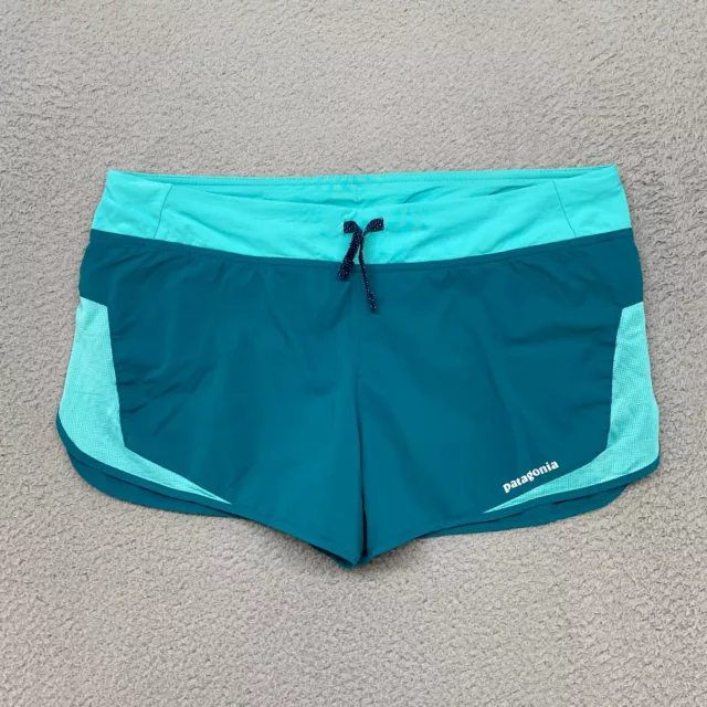 Patagonia Shorts Womens Medium Strider Teal Lined Running 3 Inch Stretch Trail