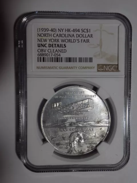 Hk-494 New York World's Fair North Carolina Dollar - Ngc Unc Details