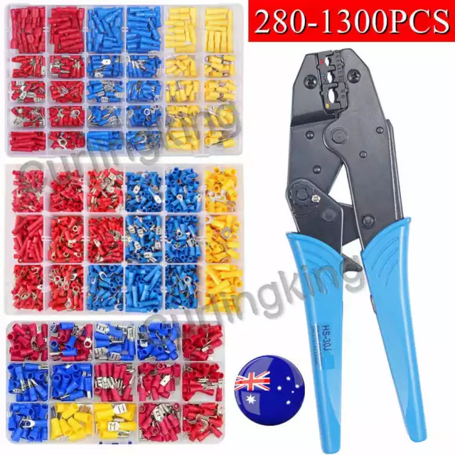 1300Pcs Assorted Insulated Electrical Wire Terminals Crimp Connectors Spade Sets