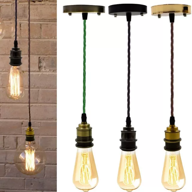 Vintage Ceiling Pendant Lights Industrial Metal E27 Holder Hanging Retro Lamp