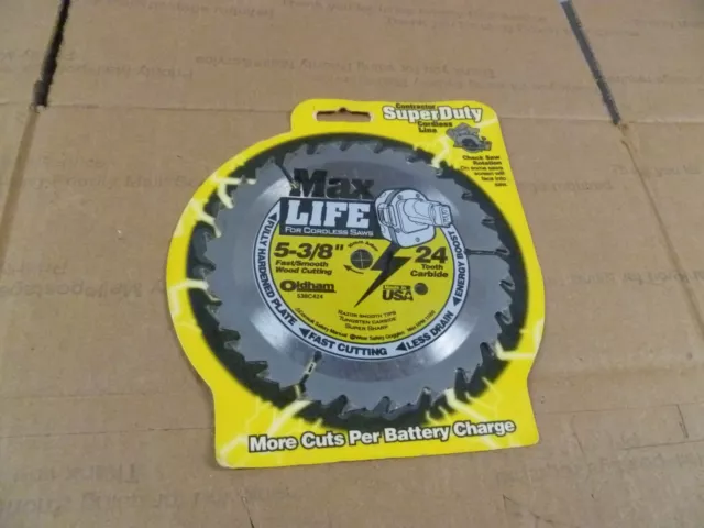 Max Life 538C424 5 3/8 x 24 Tooth Cordless Circular Saw Blade Carbide NEW #2526