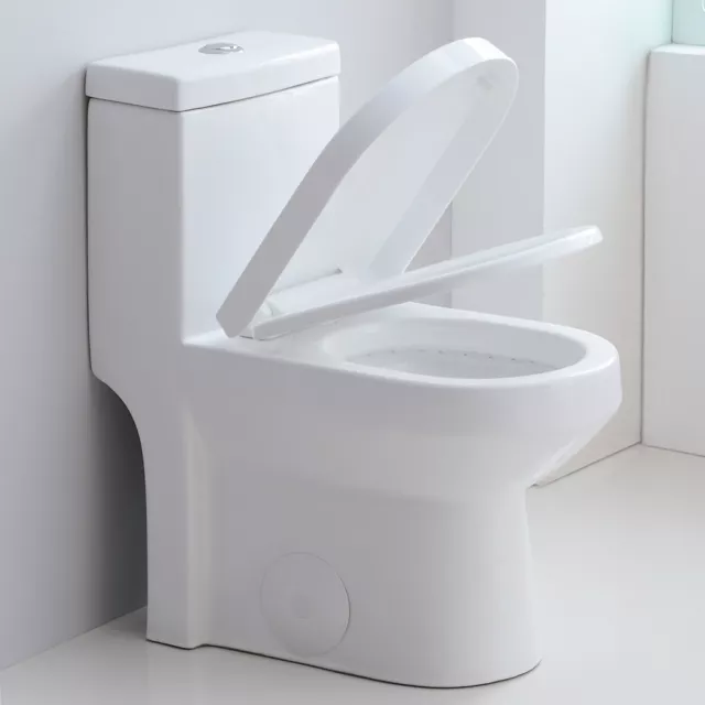 HOROW Dual Flush Elongated One Piece Toilet with Soft Closing Seat Modern