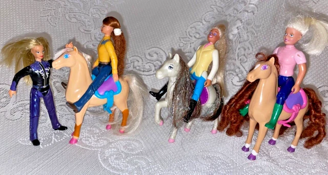 Lot of 7 Vintage Horses BREYER ANIMAL CREATIONS Rider Jockey 4” and Mini Dolls