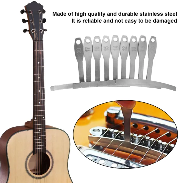 9pcs Understring Radius Accessories Bass String Guitar Gauge Repair Measure  T Shape Luthier Builder Stainless Steel Instruments