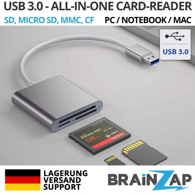 USB 3.0 Kartenleser Alu Card Reader Kartenlesegerät A-i-O Micro SD SDHC CF MMC