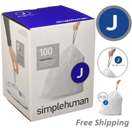 SIMPLEHUMAN CODE J Custom Fit Liners, Trash Bags, 3045 Liter / 812