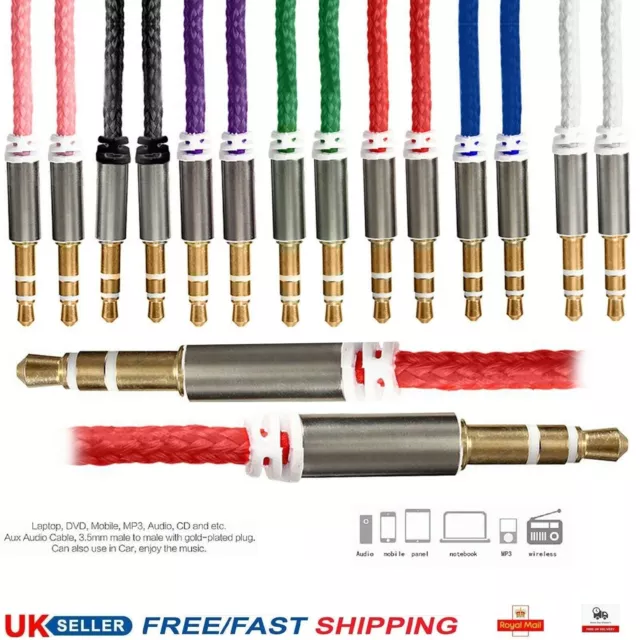 1M AUX Cable Audio Lead 3.5mm Jack to Jack Stereo Male iPod MP3 Car PC Phone LOT