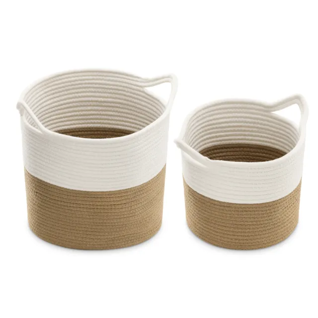 Juego de cestos de cuerda grande y mediano para almacenaje de 29,5 cm y 22 cm