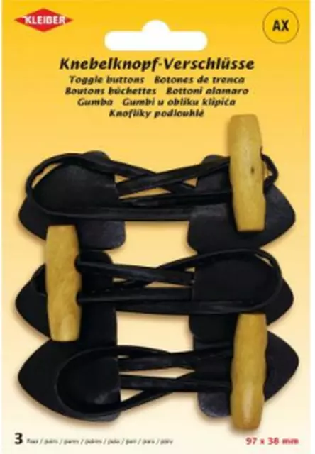 3 Par Knebelknopf-Verschluss Negro Para Abrigo, Traje Típico Y Similar Kleiber