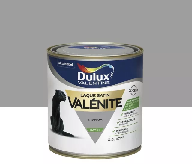 Peinture laque glycéro gris titanium satin 0.5l DULUX VALENTINE valénite