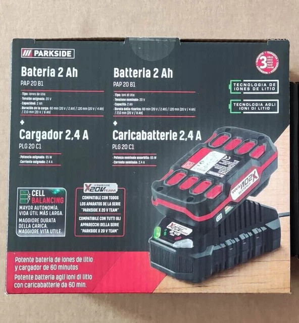 BATTERIA PARKSIDE 2AH PAP 20 A1 20V 2Ah piu caricabatterie 2,4Ah PGL 20