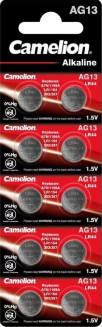 20x Camelion AG13 Alkaline Knopfzelle 1,5V Batterie LR44 LR1154 357 (2x10er Bl.)