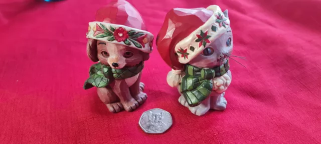 Jim Shore Heartwood Creek Mini Christmas Puppy 6004296 Christmas Kitten 6004295