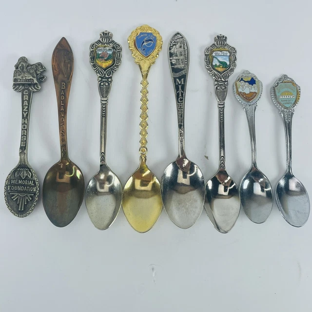 South Dakota Souvenir Spoon LOT Collectible Crazy Horse Badlands Wall Drug Etc
