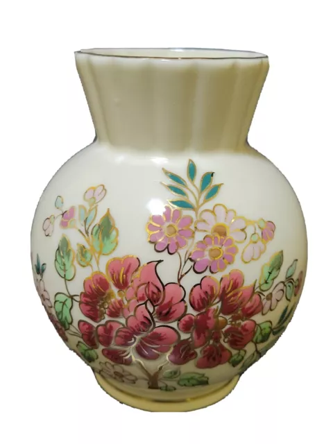 Hungary ZSOLNAY Hand Painted Floral Porcelain Vase Gold 5" Tall