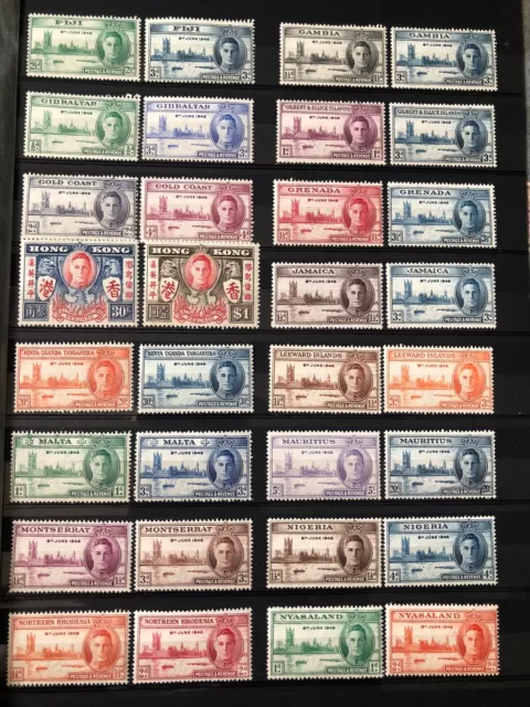 British Commonwealth 1946 KGVI Victory x 16 Mint Never Hinged sets VF