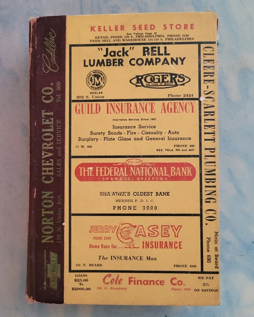 SHAWNEE POTTOWATOMIE TELEPHONE Directory Phone Book 1956 Genealogy