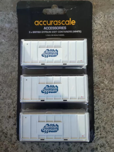 ACCURASCALE OO Gauge Wagon Loads “Gypsum 20' Containers”. Pack of 3. Brand New.