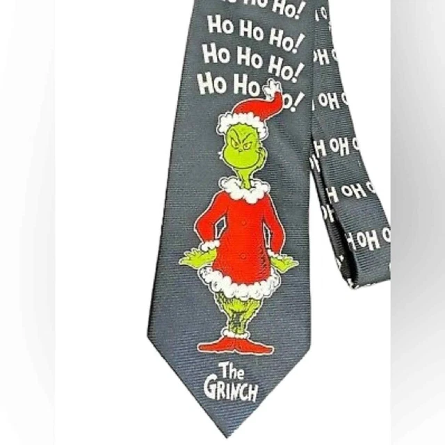 DR. SEUSS THE GRINCH Men’s Christmas Holiday Tie Ho Ho Ho