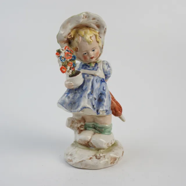 Porzellan Figur Frau schöne kleine Figur Mädchenfigur mit Blumenstrauß ca 18cmH