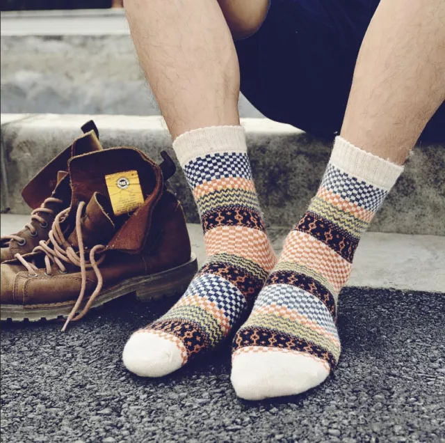 5 Pairs Men's Wool Mixture Angora Cashmere Warm Soft Thick Casual Dress Socks