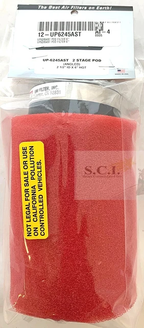 UNI TWO-STAGE POD Filter w/Angled Flange - 2 1/2 in. I.D. x 6 in. L UP ...