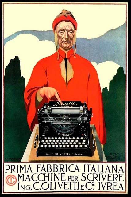 Poster Manifesto Locandina Pubblicità Ufficio Stampa Vintage Olivetti 50x70 Cm.