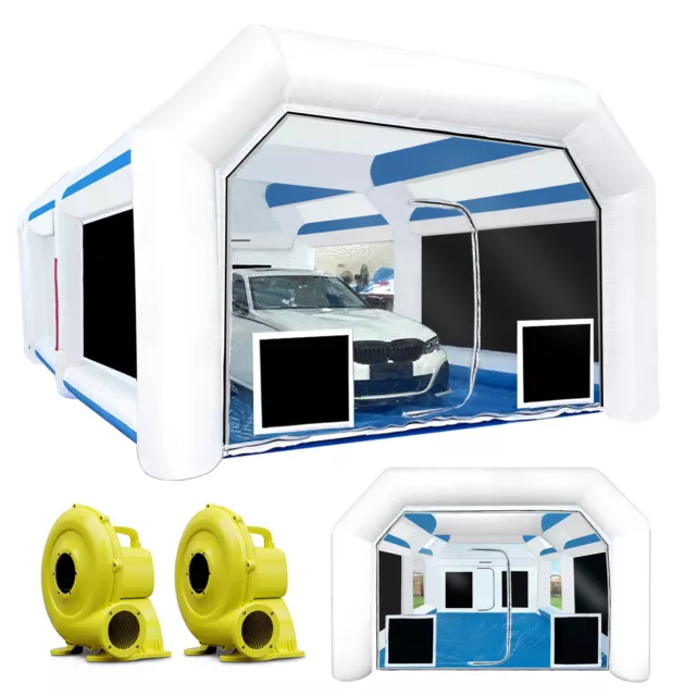 BONOOTH Portable Spray Paint Booth 26x13x10Ft with 950W+750W Blowers for Cars