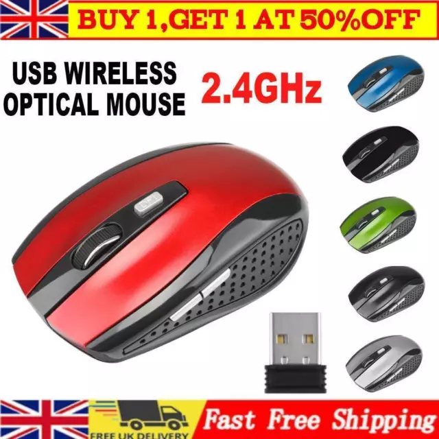 2.4GHZ Wireless Cordless Mouse Mice Optical Scroll PC Laptop Computer USB