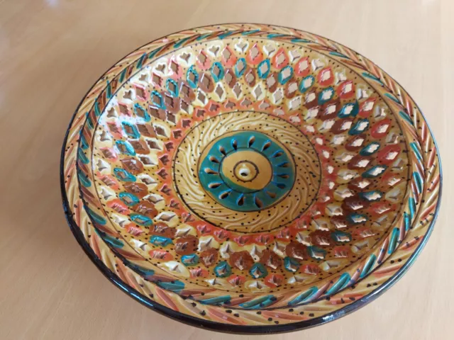 ORIENTALISCHE Keramik SCHALE aus Tunesien,  Obstschale, handgemalt, Gebraucht.