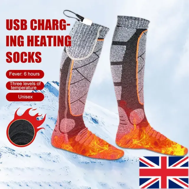 Winter Electric Heated Socks Boot Feet Warmer USB Rechargable Battery Warm Sock