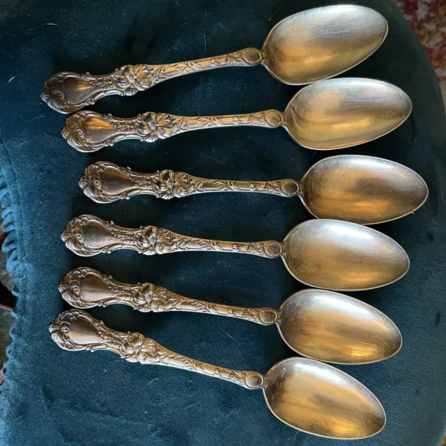 Antique Floral by Wallace 1835 Silverplate Six Large Spoons