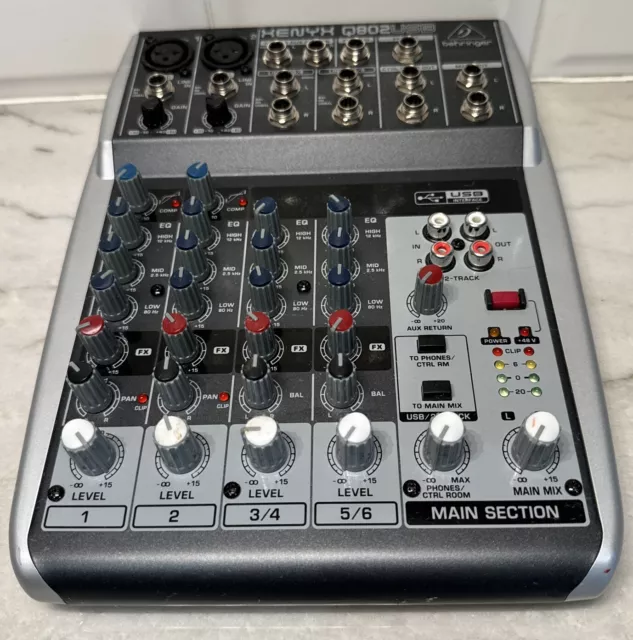 Behringer XENYX Q802USB 8-input 2-bus Mixer (Untested), No Power Cord