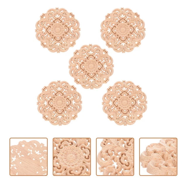 5 piezas Vintage Papel pintado Madera Relieve Decoraciones Florales Armario