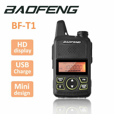 2x Baofeng BF-T1 MINI WALKIE TALKIE A LUNGO RAGGIO UHF Due Vie Radio FM AURICOLARI 