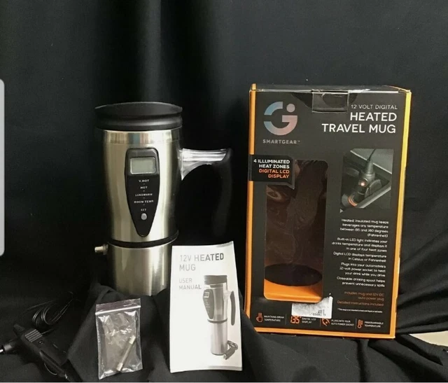 Smartgear 12v Auto Heated Travel Mug. Prog.Temp, Digital LCD Display, New,Opened 2
