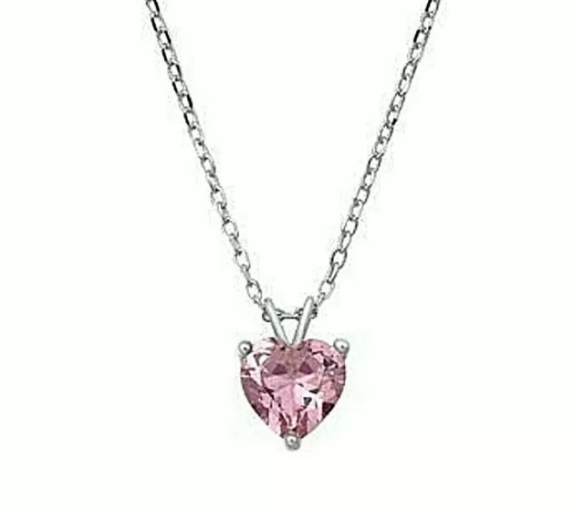 1 ct. Genuine Pink Sapphire Heart Solitaire Necklace in Sterling Silver