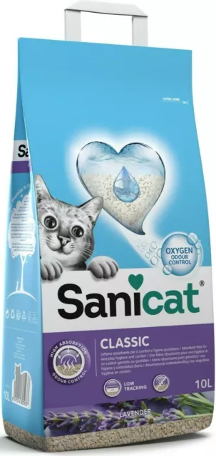 Lettiera Per Gatti Sanicat Gatto Classic Lavanda 10 Lt Sepiolite Silicio Inodore