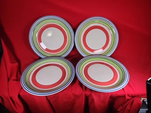 Vintage Moroccan Style Dinner Plates Deep Rimmed Colorful Retro Collectable