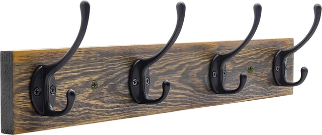 Wall Mounted Coat Rack, Entryway Hanging Coat Rack, Metal Wood Coat Rack with 4