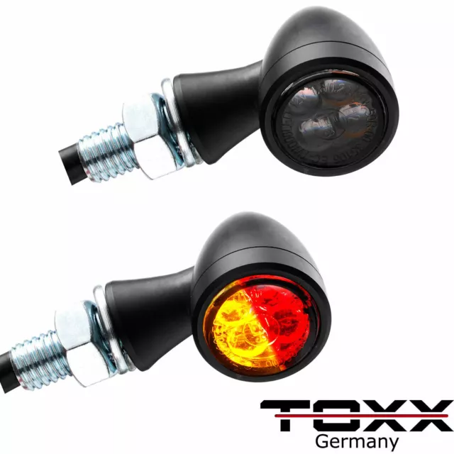 ToXx LED 3in1 Rücklicht Blinker Zero schwarz getönt universal Motorrad Chopper